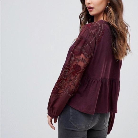 SOLD Free People Penny Tee Wine NWT - Picture 4 of 8